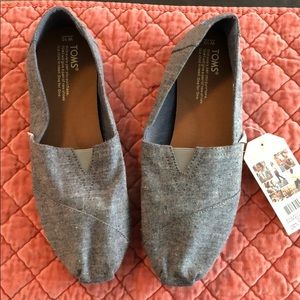 Toms black multi speckle chambray slip on size 10